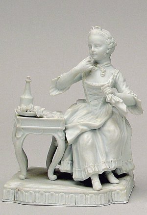 Alegoria Smaku – dama siedząca przy zastawionym stoliku, Johann Carl Schönheit, 1772, Miśnia