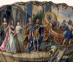 Wachlarz ozdobiony malowaną dekoracją ze sceną dworską, poł. XVIII w.