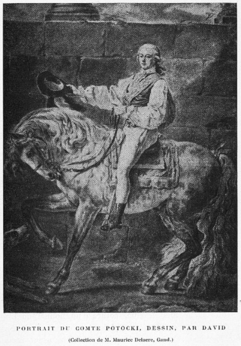Portret Stanisława Potockiego na koniu - szkic J.L. Davida 