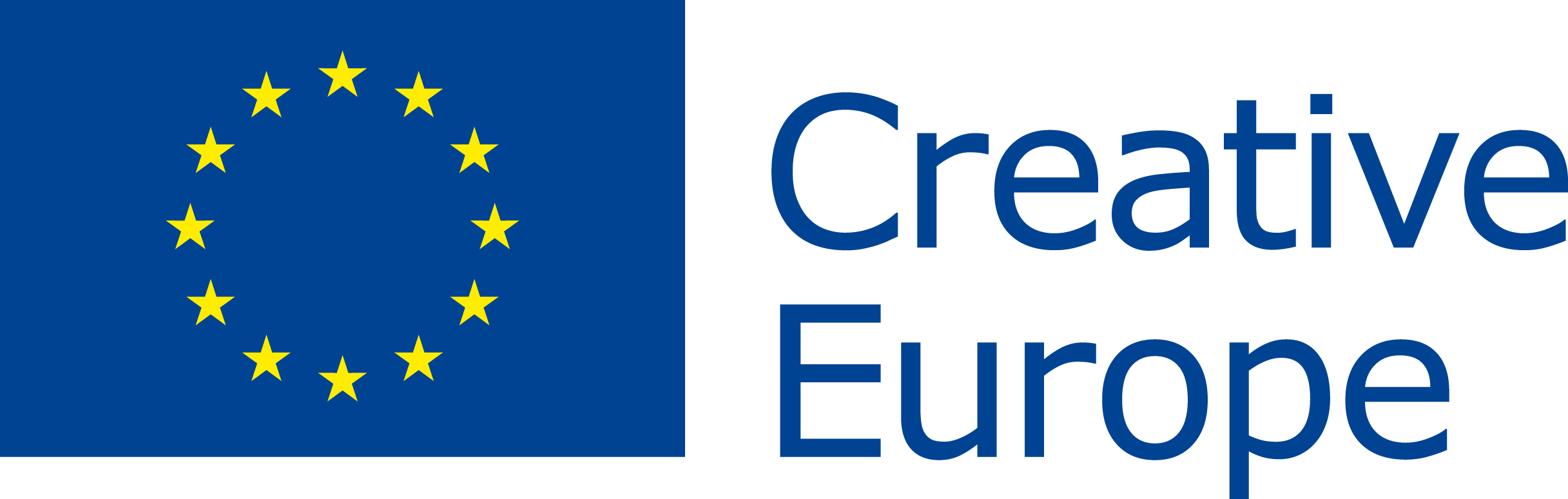 Logo programu Unii Europejskiej Kreatywna Europa, po lewej flaga Unii Europejskiej, po prawej napis: Kreatywna Europa