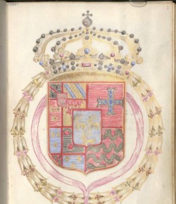Karta z modlitewnika z herbem Marii Kazimiery de la Grange d'Arquien