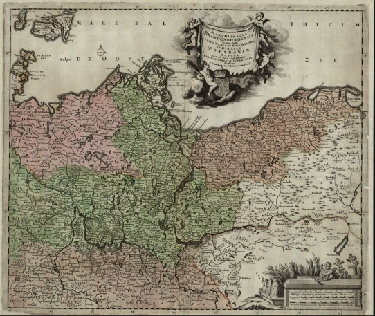 Stara mapa. Jest to mapa Brandenburgii z XVII wieku. 