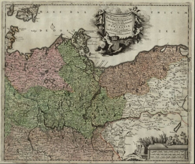 Stara mapa. Jest to mapa Brandenburgii z XVII wieku. 