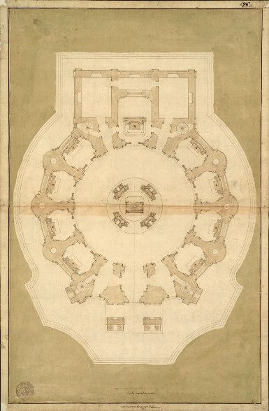 Projekt kościoła - plan, rzut z góry. 