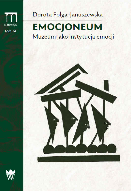 Okładka książki Doroty Folgi-Januszewskiej "Emocjoneum. Muzeum jako instytucja emocji". Na okładce grafika współczesna.