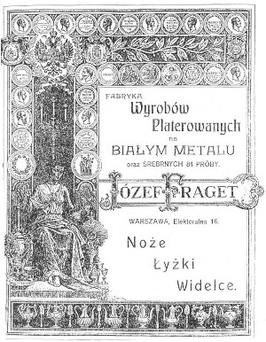 Strona z katalogu fabryki wyrobów platerowanych na białym metalu oraz srebrnych 84. próby.
