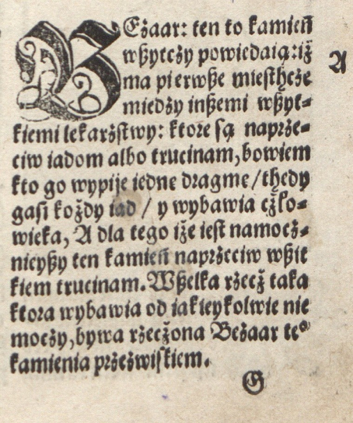 Karta ze starej księgi. Tekst w jednej kolumnie. 