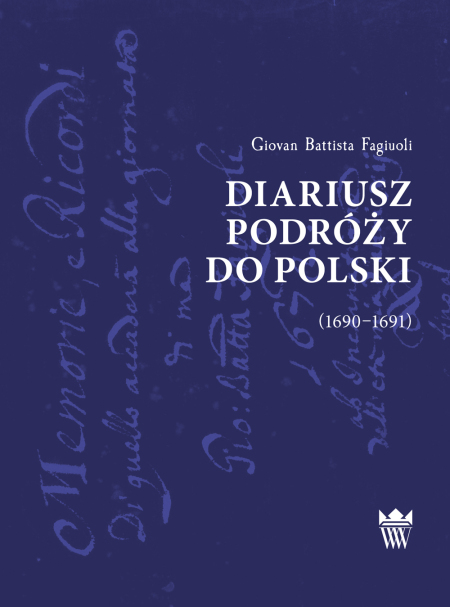 Granatowa okładka do książki Giovana Battisty Fagiuoli, „Diariusz podróży do Polski (1690–1691)”. 