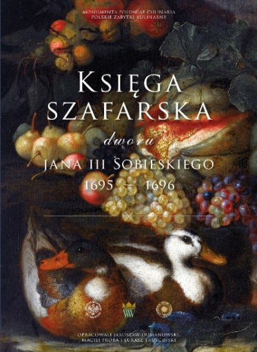 Okładka książki z przedstawieniem fragmentu obrazu, na którym widoczne są owoce i dwie kaczki.