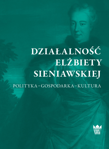 Zielonka okładka książki z przedstawieniem kobiety wspartej po boku - Elżbiety Sieniawskiej