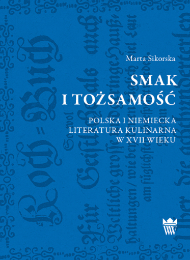 Niebieska okładka książki z fragmentem tekstu napisany literami gotyckimi.