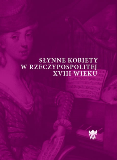 Purpurowa okładka książki z przedstawieniem kobiety (Izabeli Czartoryskiej) opierającej się ręką o fortepian.