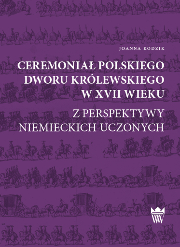 Fioletowa okładka książki z ryciną przedstawiającą długi orszak konny.