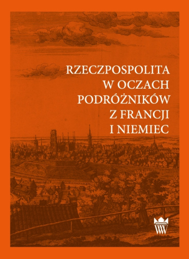 Pomarańczowa okładka z ryciną przedstawiającafragment panoramy miasta.