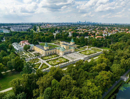 Pałac i ogrody w Wilanowie z lotu ptaka