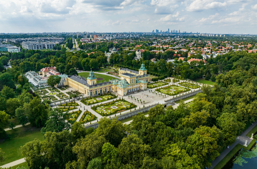 Pałac i ogrody w Wilanowie z lotu ptaka